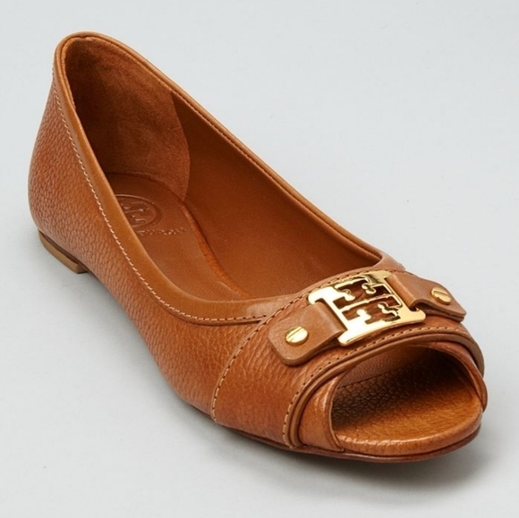 Tory Burch Womens Clines Logo Open Toe Flats Loafer Slip on shoes sz 10M - Picture 16 of 16